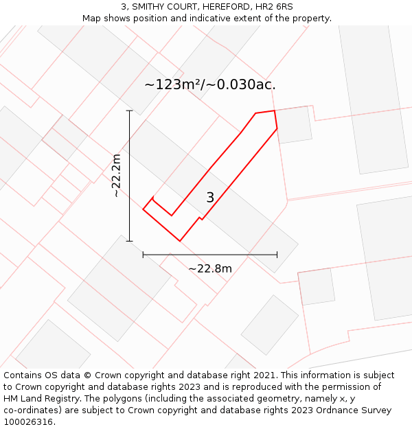 3, SMITHY COURT, HEREFORD, HR2 6RS: Plot and title map