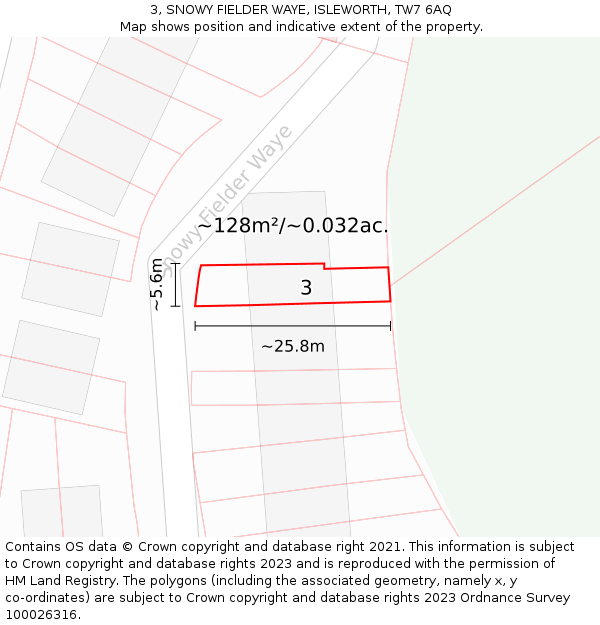 3, SNOWY FIELDER WAYE, ISLEWORTH, TW7 6AQ: Plot and title map