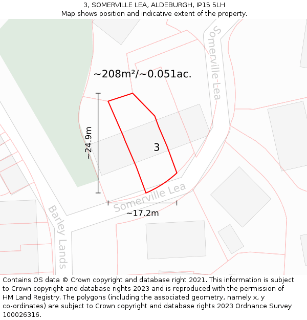 3, SOMERVILLE LEA, ALDEBURGH, IP15 5LH: Plot and title map