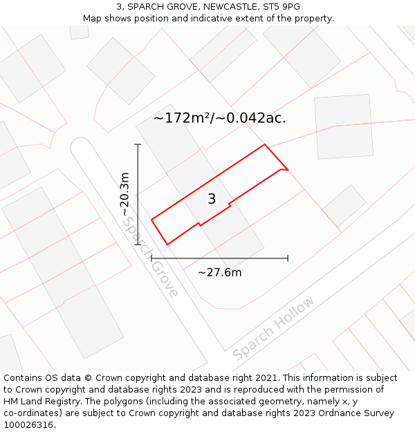 3, SPARCH GROVE, NEWCASTLE, ST5 9PG: Plot and title map