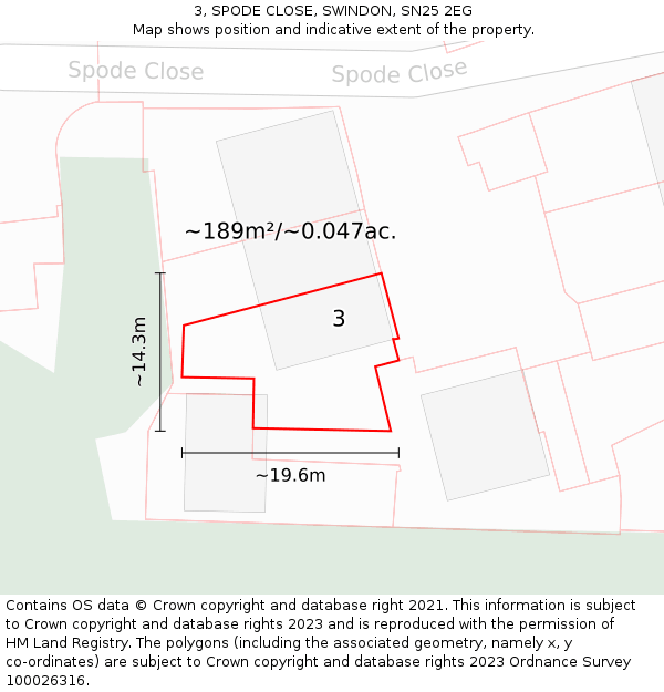 3, SPODE CLOSE, SWINDON, SN25 2EG: Plot and title map