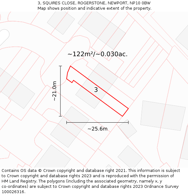 3, SQUIRES CLOSE, ROGERSTONE, NEWPORT, NP10 0BW: Plot and title map