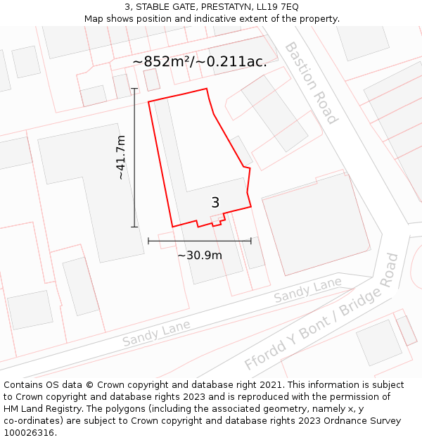 3, STABLE GATE, PRESTATYN, LL19 7EQ: Plot and title map