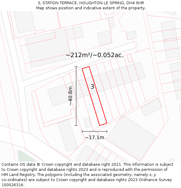 3, STATION TERRACE, HOUGHTON LE SPRING, DH4 6HR: Plot and title map