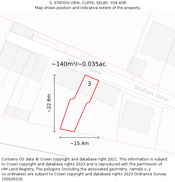 3, STATION VIEW, CLIFFE, SELBY, YO8 6NR: Plot and title map