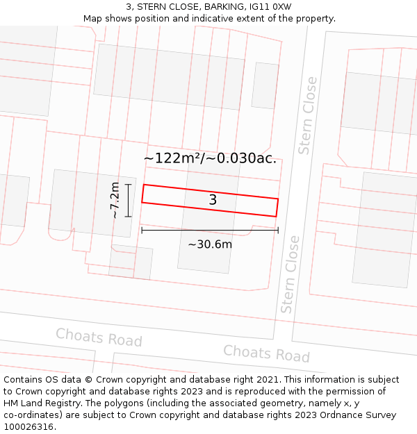 3, STERN CLOSE, BARKING, IG11 0XW: Plot and title map