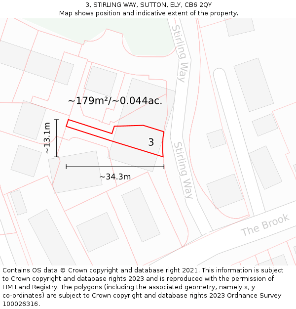 3, STIRLING WAY, SUTTON, ELY, CB6 2QY: Plot and title map