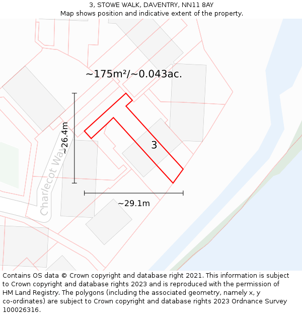 3, STOWE WALK, DAVENTRY, NN11 8AY: Plot and title map