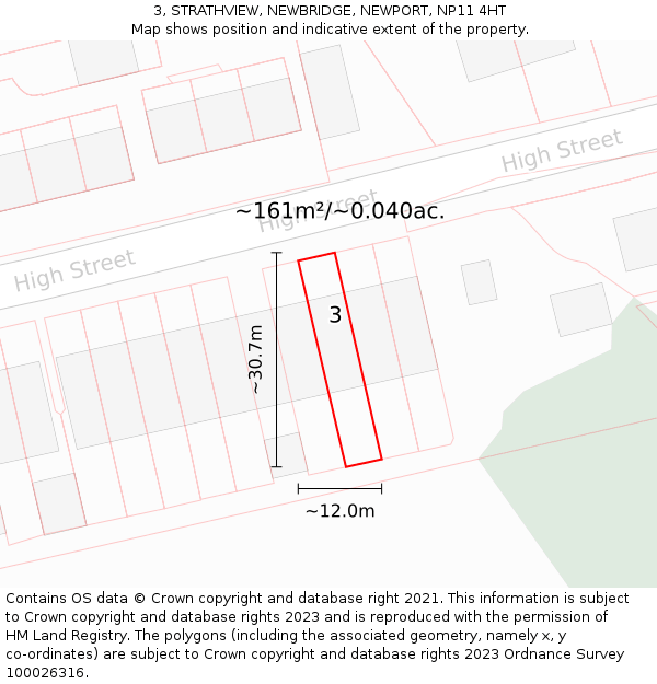 3, STRATHVIEW, NEWBRIDGE, NEWPORT, NP11 4HT: Plot and title map