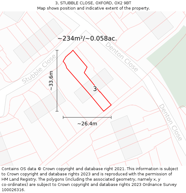 3, STUBBLE CLOSE, OXFORD, OX2 9BT: Plot and title map