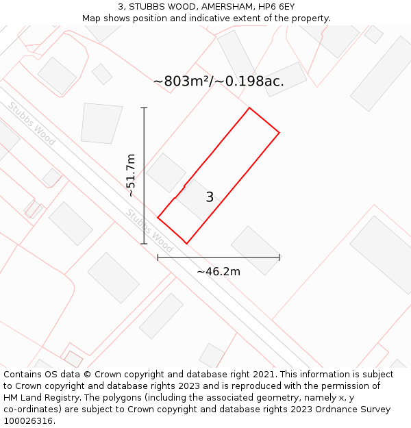 3, STUBBS WOOD, AMERSHAM, HP6 6EY: Plot and title map