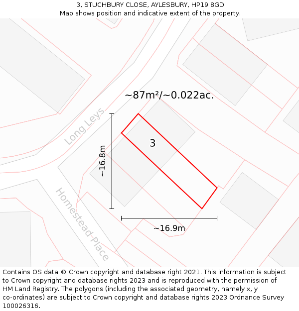 3, STUCHBURY CLOSE, AYLESBURY, HP19 8GD: Plot and title map