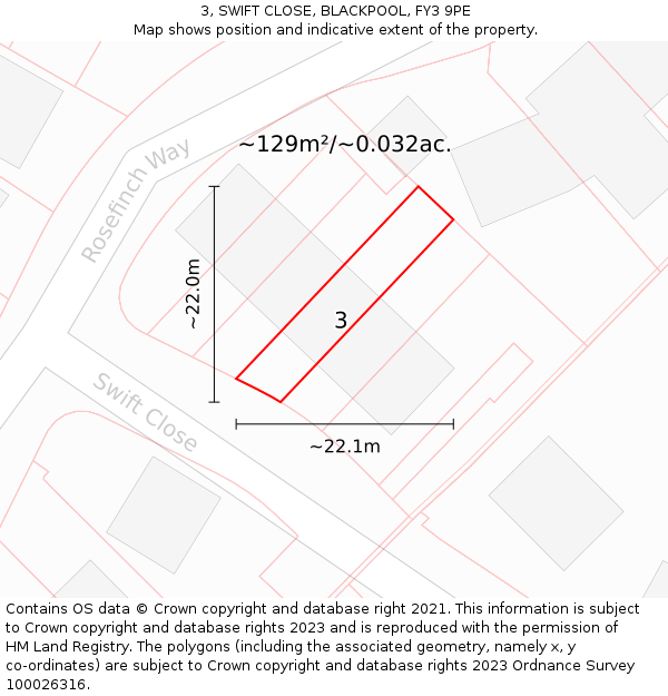 3, SWIFT CLOSE, BLACKPOOL, FY3 9PE: Plot and title map