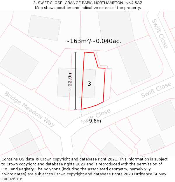 3, SWIFT CLOSE, GRANGE PARK, NORTHAMPTON, NN4 5AZ: Plot and title map