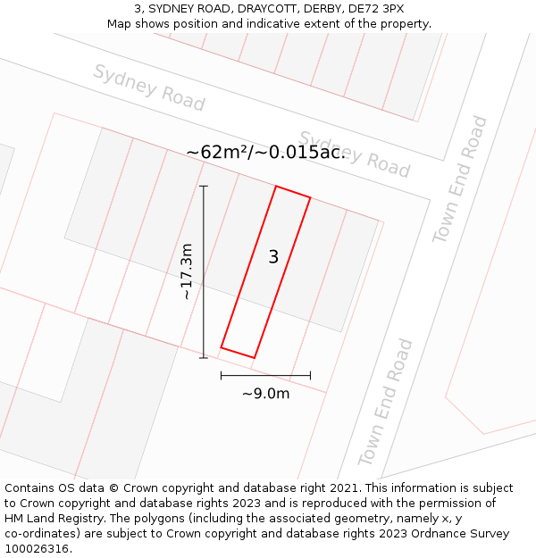 3, SYDNEY ROAD, DRAYCOTT, DERBY, DE72 3PX: Plot and title map