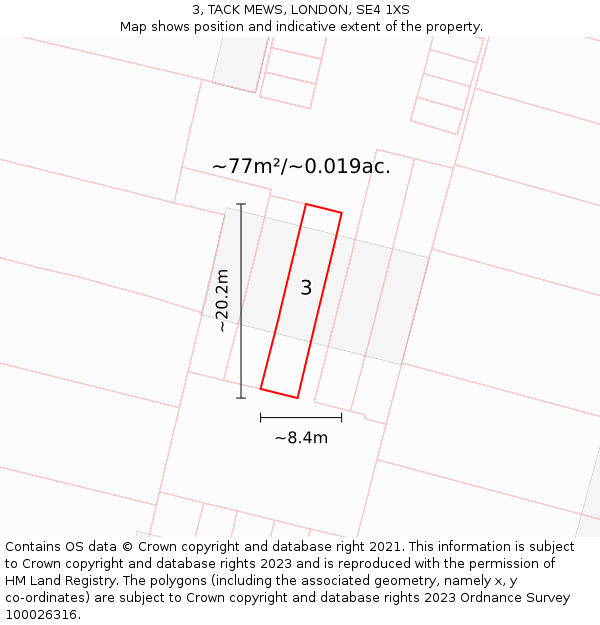 3, TACK MEWS, LONDON, SE4 1XS: Plot and title map