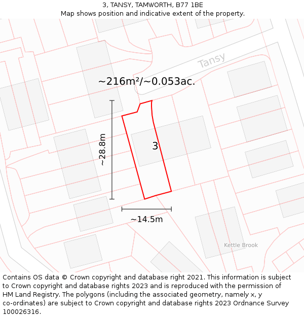 3, TANSY, TAMWORTH, B77 1BE: Plot and title map