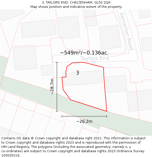 3, TAYLORS END, CHELTENHAM, GL50 2QA: Plot and title map