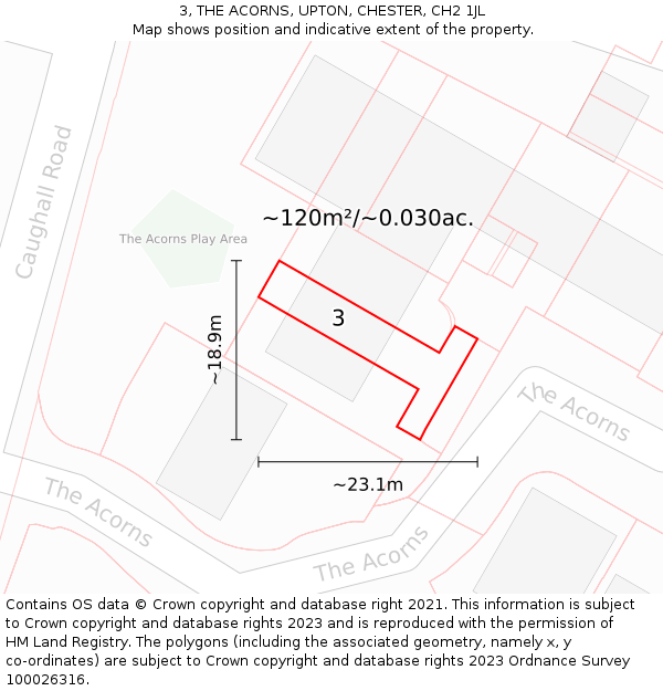 3, THE ACORNS, UPTON, CHESTER, CH2 1JL: Plot and title map