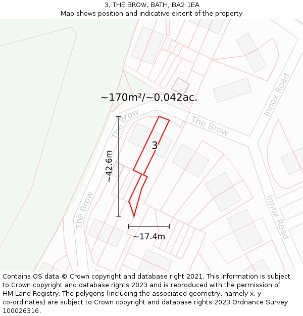 3, THE BROW, BATH, BA2 1EA: Plot and title map