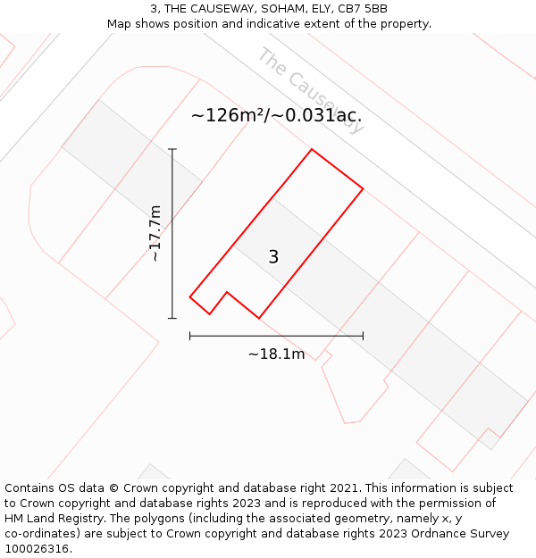 3, THE CAUSEWAY, SOHAM, ELY, CB7 5BB: Plot and title map