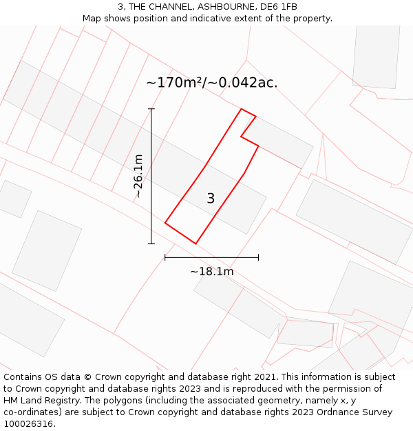3, THE CHANNEL, ASHBOURNE, DE6 1FB: Plot and title map