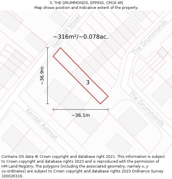 3, THE DRUMMONDS, EPPING, CM16 4PJ: Plot and title map