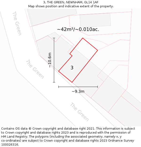 3, THE GREEN, NEWNHAM, GL14 1AF: Plot and title map