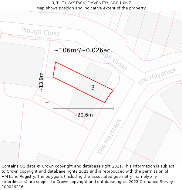 3, THE HAYSTACK, DAVENTRY, NN11 0NZ: Plot and title map
