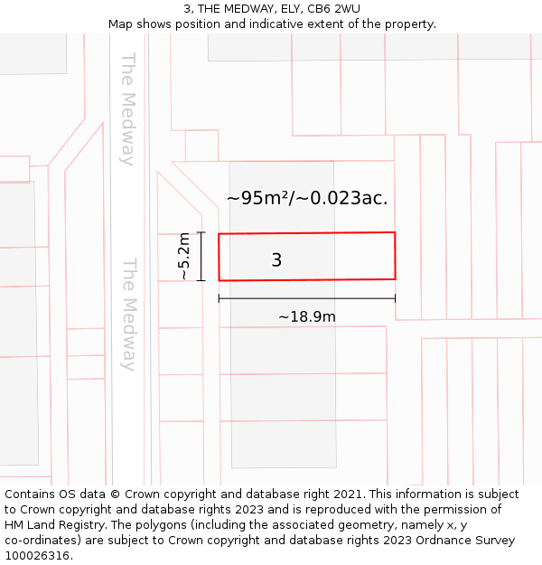 3, THE MEDWAY, ELY, CB6 2WU: Plot and title map