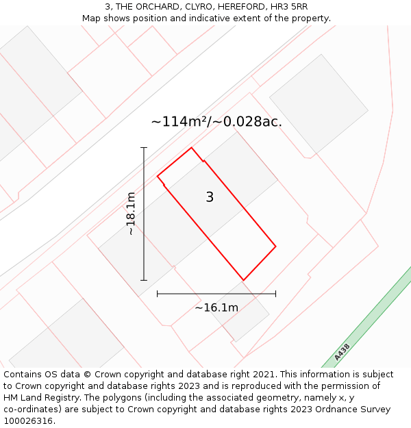 3, THE ORCHARD, CLYRO, HEREFORD, HR3 5RR: Plot and title map