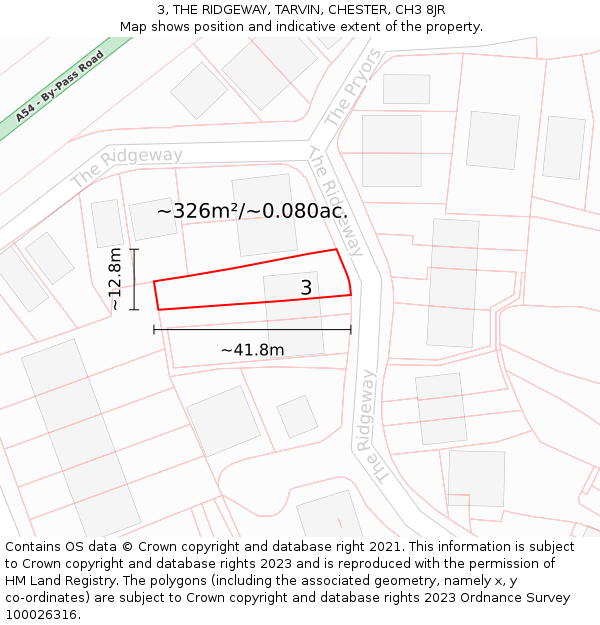 3, THE RIDGEWAY, TARVIN, CHESTER, CH3 8JR: Plot and title map