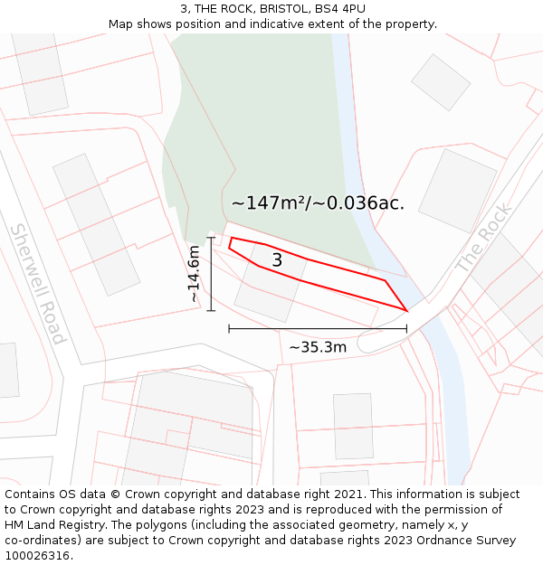 3, THE ROCK, BRISTOL, BS4 4PU: Plot and title map