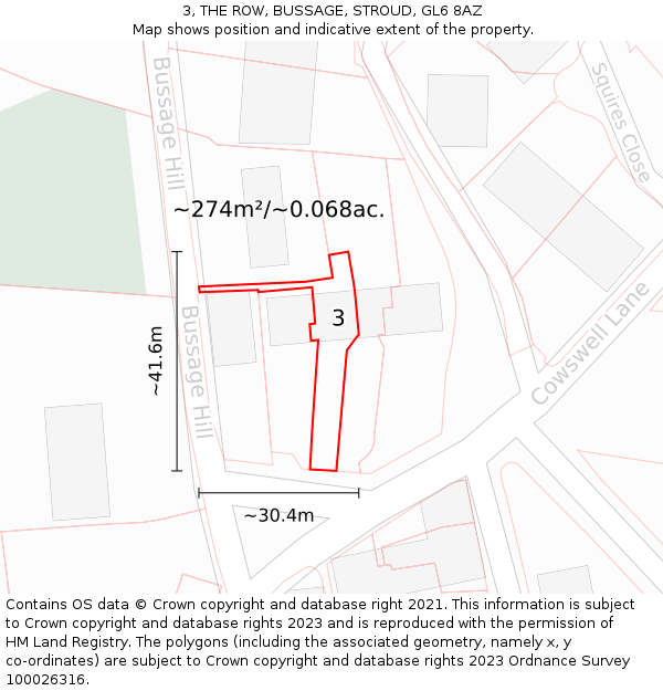 3, THE ROW, BUSSAGE, STROUD, GL6 8AZ: Plot and title map