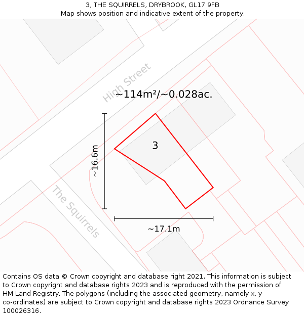 3, THE SQUIRRELS, DRYBROOK, GL17 9FB: Plot and title map