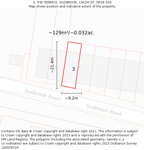 3, THE TERRACE, SUDBROOK, CALDICOT, NP26 5SS: Plot and title map