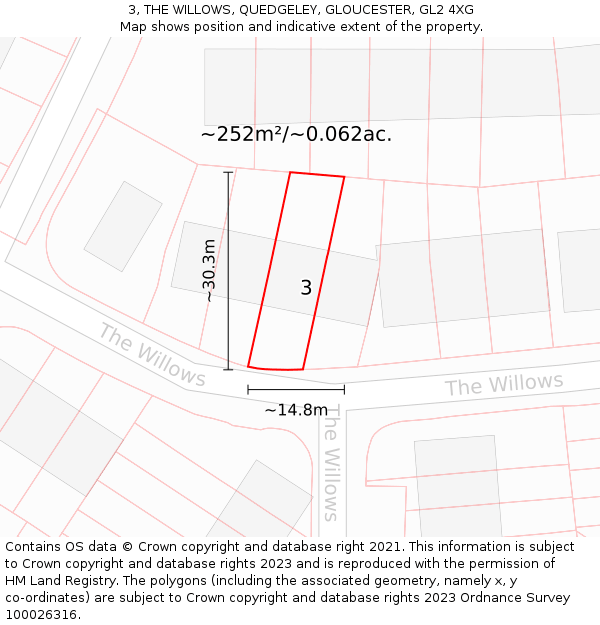 3, THE WILLOWS, QUEDGELEY, GLOUCESTER, GL2 4XG: Plot and title map