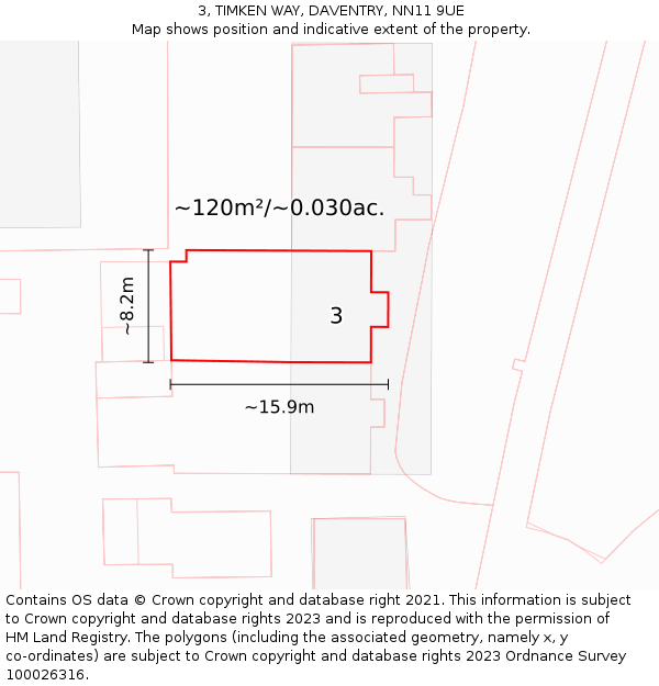 3, TIMKEN WAY, DAVENTRY, NN11 9UE: Plot and title map
