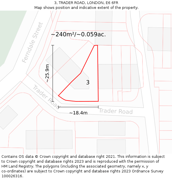 3, TRADER ROAD, LONDON, E6 6FR: Plot and title map