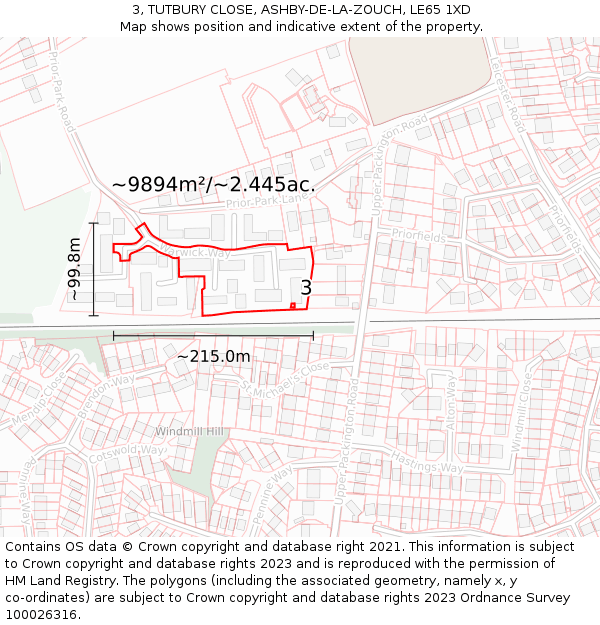3, TUTBURY CLOSE, ASHBY-DE-LA-ZOUCH, LE65 1XD: Plot and title map