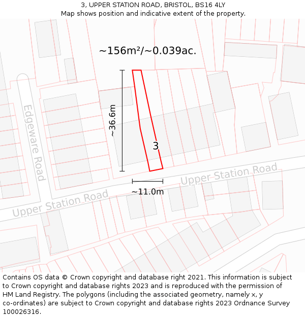 3, UPPER STATION ROAD, BRISTOL, BS16 4LY: Plot and title map