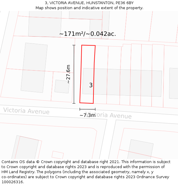 3, VICTORIA AVENUE, HUNSTANTON, PE36 6BY: Plot and title map