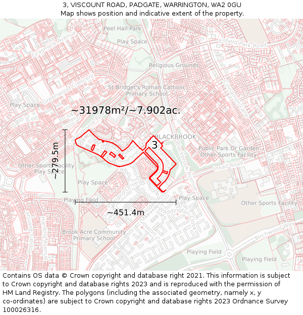 3, VISCOUNT ROAD, PADGATE, WARRINGTON, WA2 0GU: Plot and title map