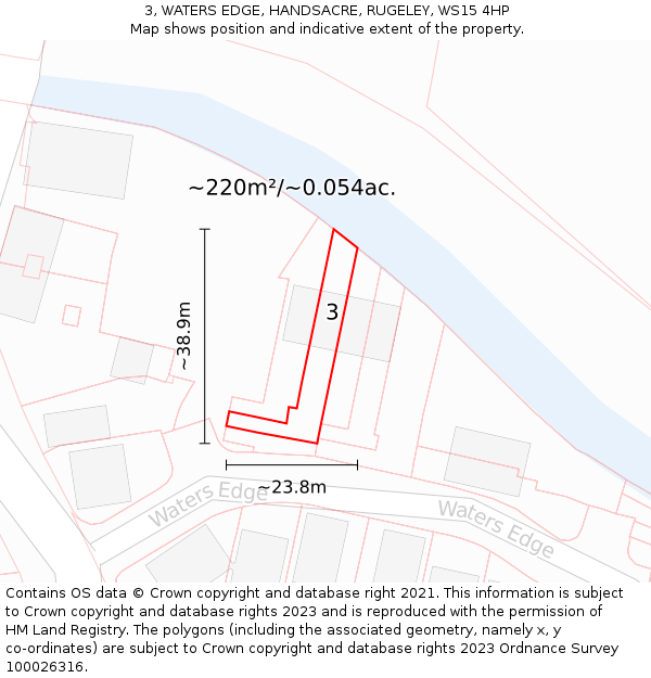 3, WATERS EDGE, HANDSACRE, RUGELEY, WS15 4HP: Plot and title map