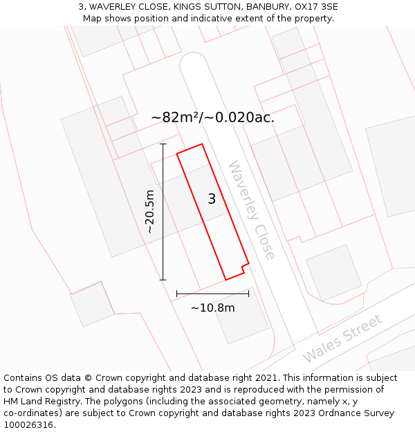 3, WAVERLEY CLOSE, KINGS SUTTON, BANBURY, OX17 3SE: Plot and title map