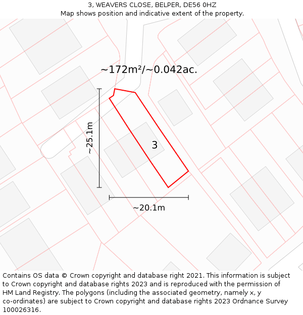 3, WEAVERS CLOSE, BELPER, DE56 0HZ: Plot and title map