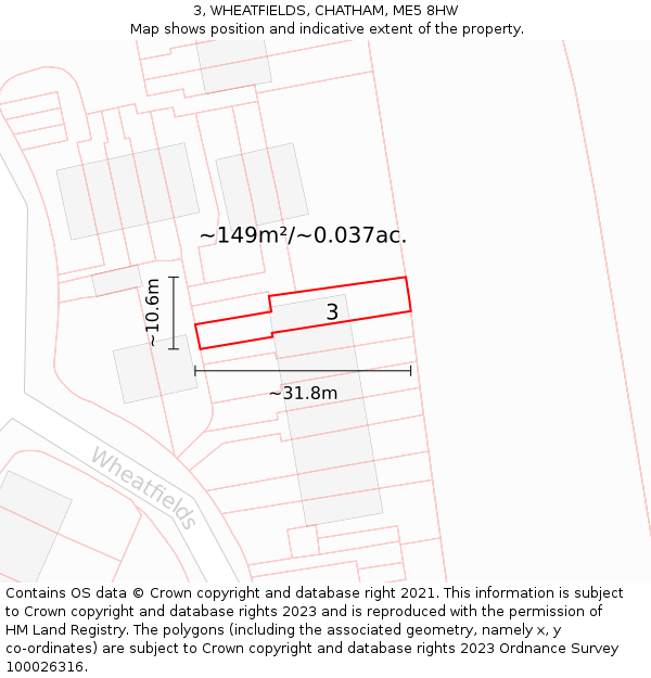 3, WHEATFIELDS, CHATHAM, ME5 8HW: Plot and title map