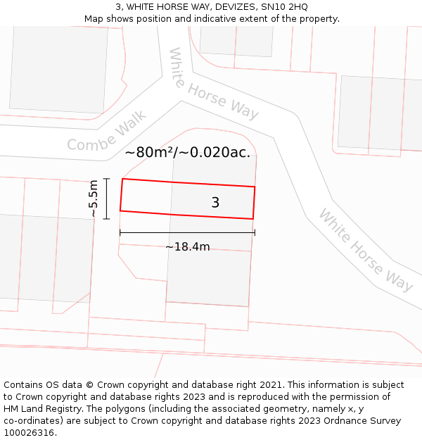 3, WHITE HORSE WAY, DEVIZES, SN10 2HQ: Plot and title map