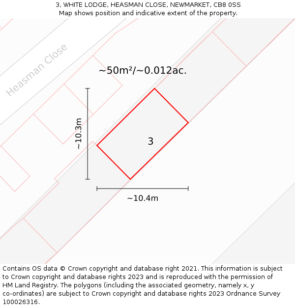 3, WHITE LODGE, HEASMAN CLOSE, NEWMARKET, CB8 0SS: Plot and title map