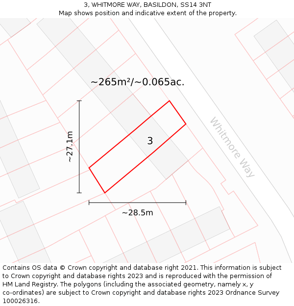 3, WHITMORE WAY, BASILDON, SS14 3NT: Plot and title map